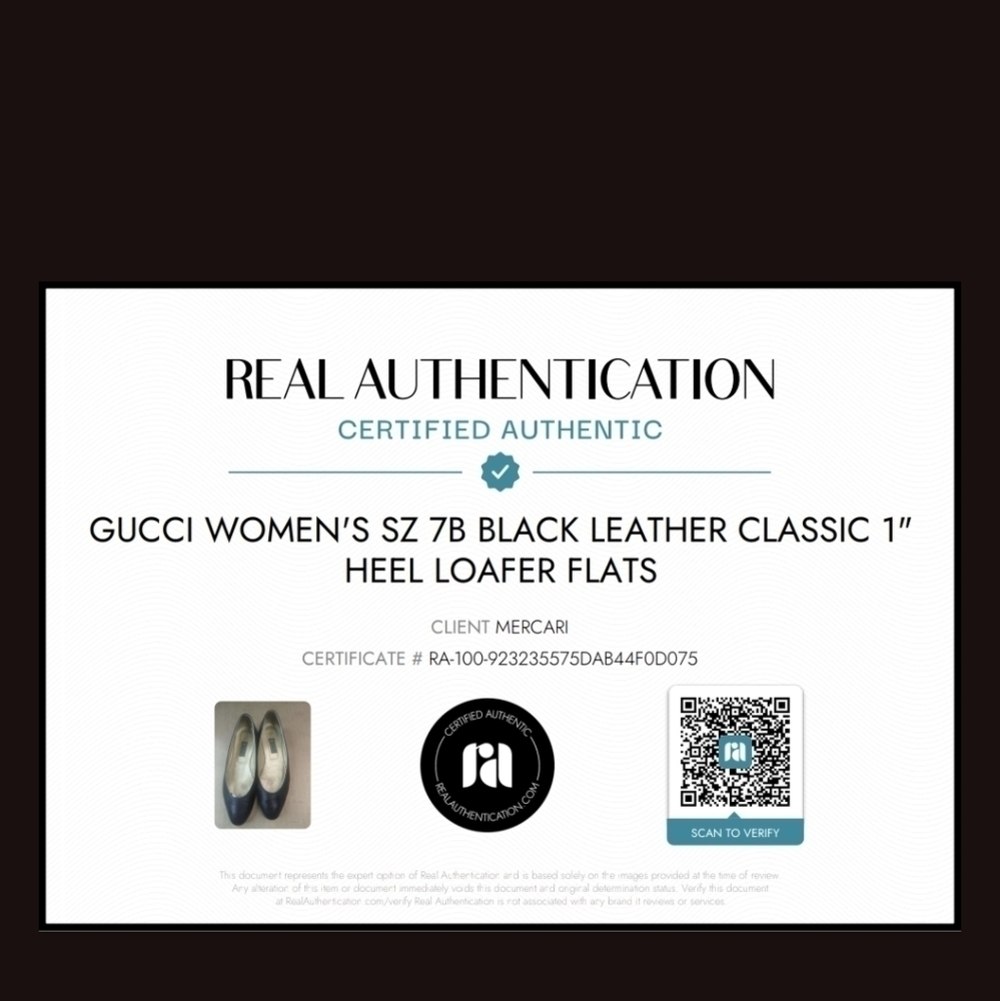 Gucci women's sz 7B black leather classic 1" heel loafer flats.Gucci Gold inter - Picture 13 of 13